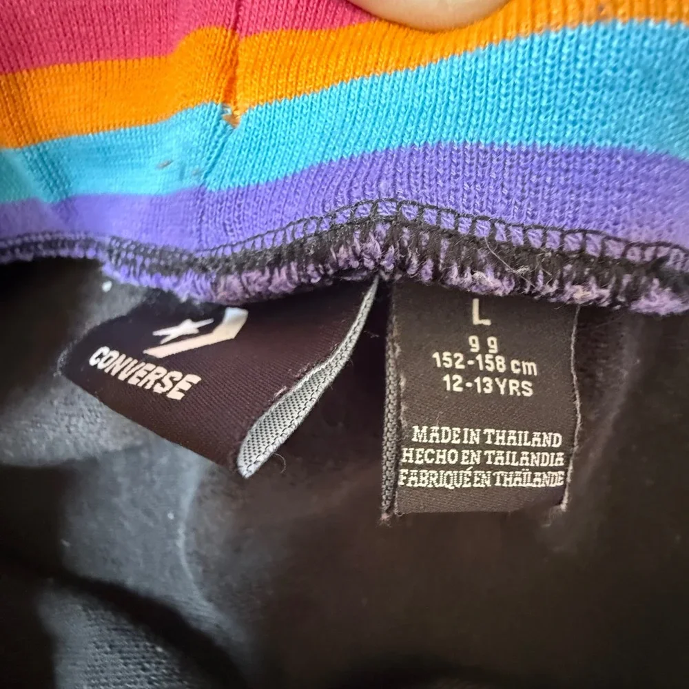 Converse All Star Skirt Girls Youth Black‎ Rainbow Waistband Drawstring 12-13 yr